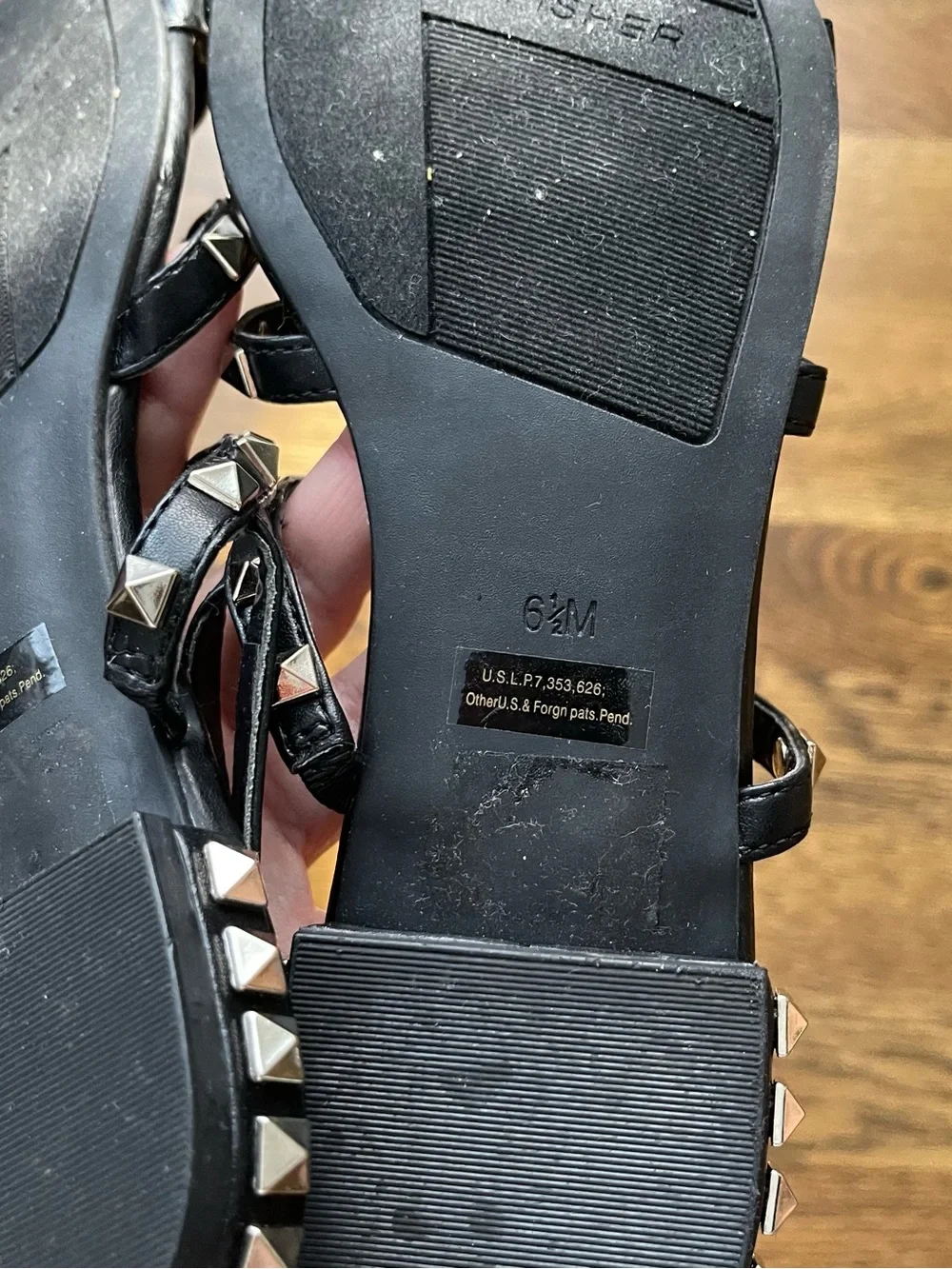 Marc Fisher Black Pyramid Stud Strappy Sandals